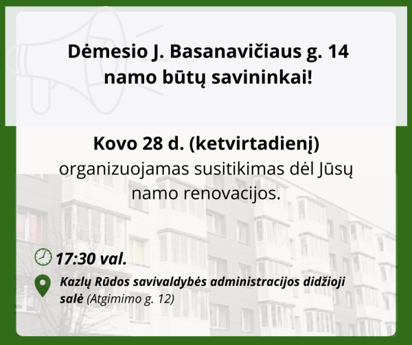 Susitikimas dėl J. Basanavičiaus g. 14 namo renovacijos