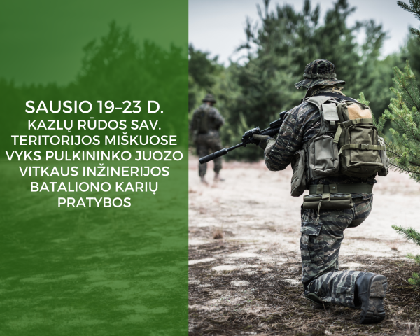 Sausio 19-23 d. organizuojamos karių pratybos 